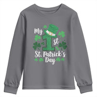 Funny My 1st St Patrick's Day Youth Sweatshirt Shamrock Glitter Print