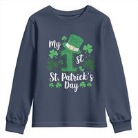 Funny My 1st St Patrick's Day Youth Sweatshirt Shamrock Glitter Print