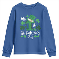 Funny My 1st St Patrick's Day Youth Sweatshirt Shamrock Glitter Print