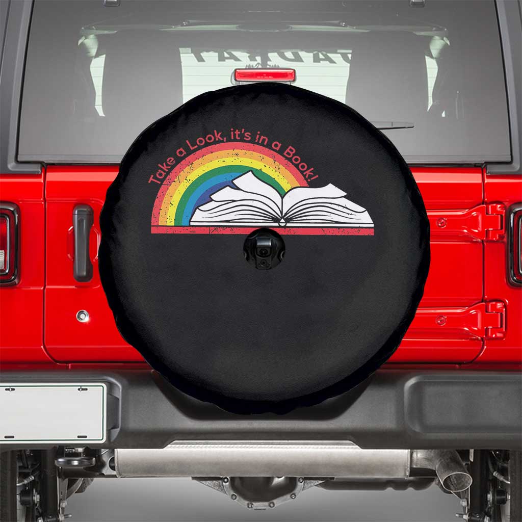 Take A Look It's In A Book Spare Tire Cover Reader Lover Librarian Rainbow