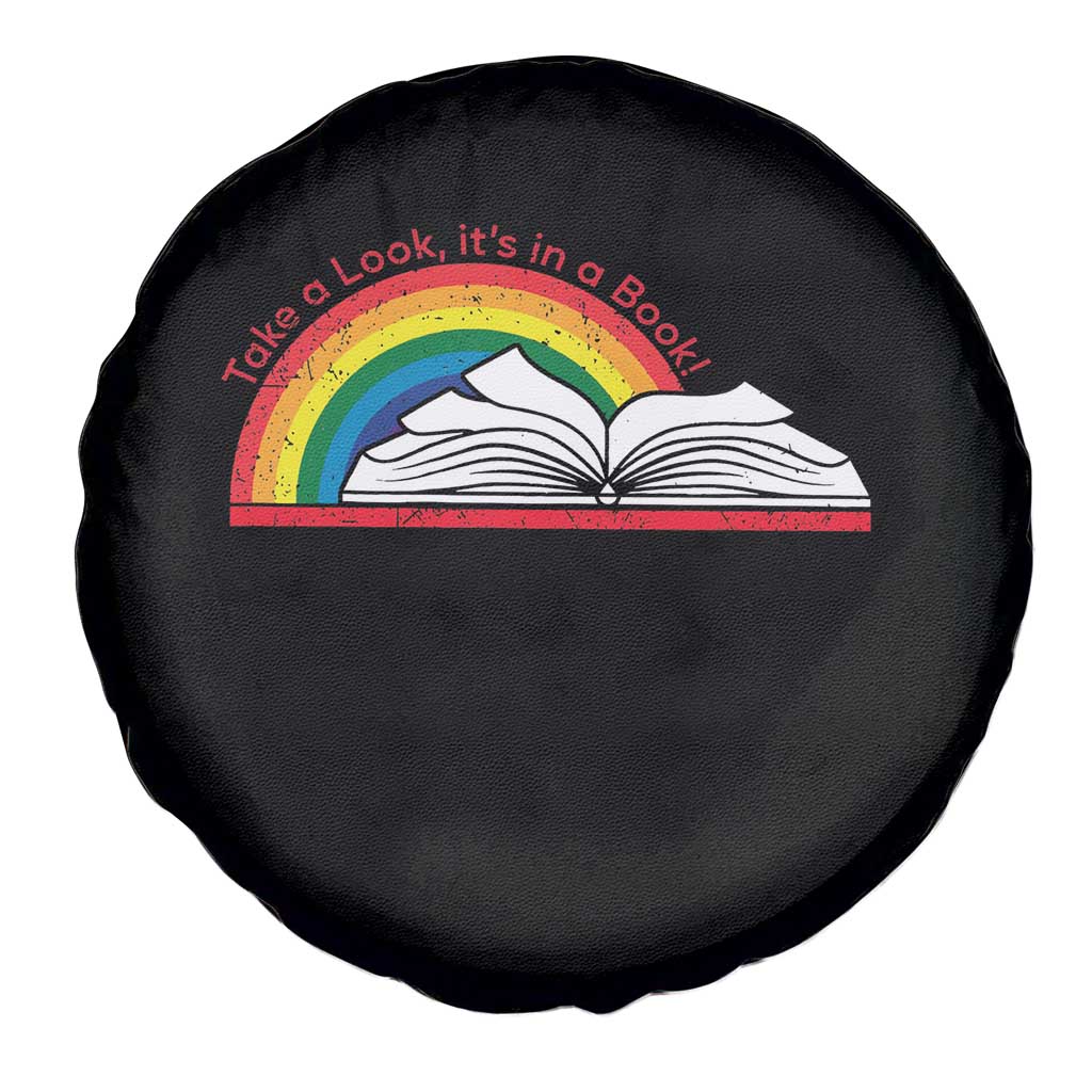 Take A Look It's In A Book Spare Tire Cover Reader Lover Librarian Rainbow