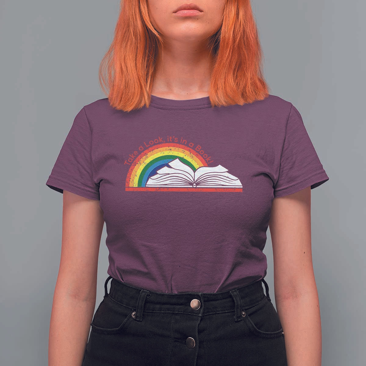 Take A Look It's In A Book T Shirt For Women Reader Lover Librarian Rainbow