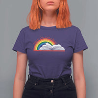 Take A Look It's In A Book T Shirt For Women Reader Lover Librarian Rainbow