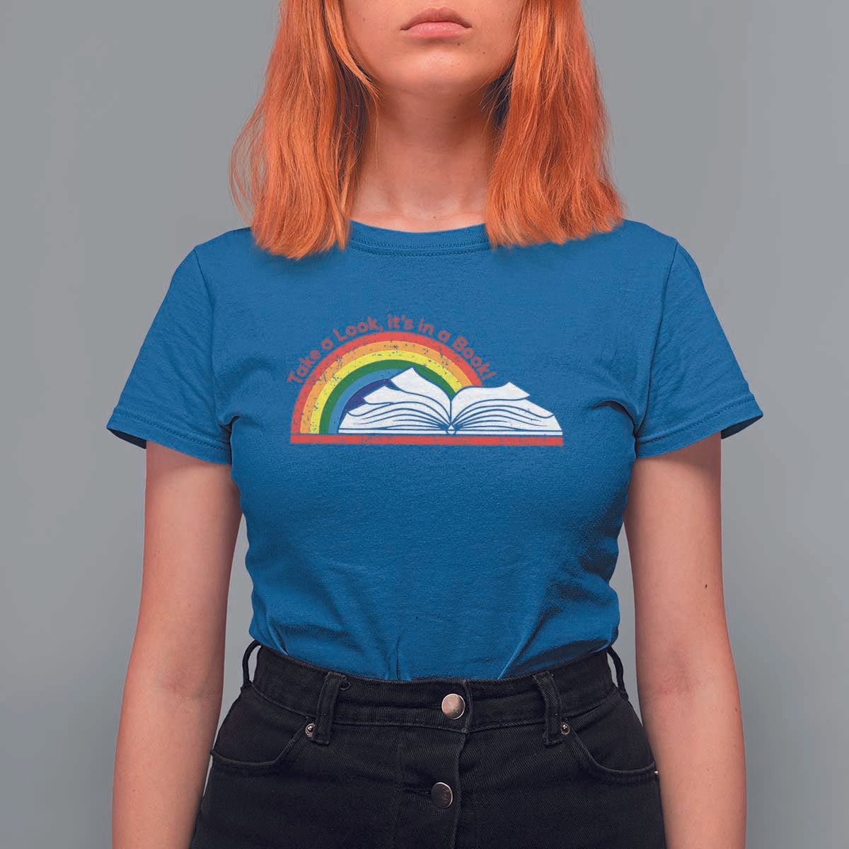 Take A Look It's In A Book T Shirt For Women Reader Lover Librarian Rainbow