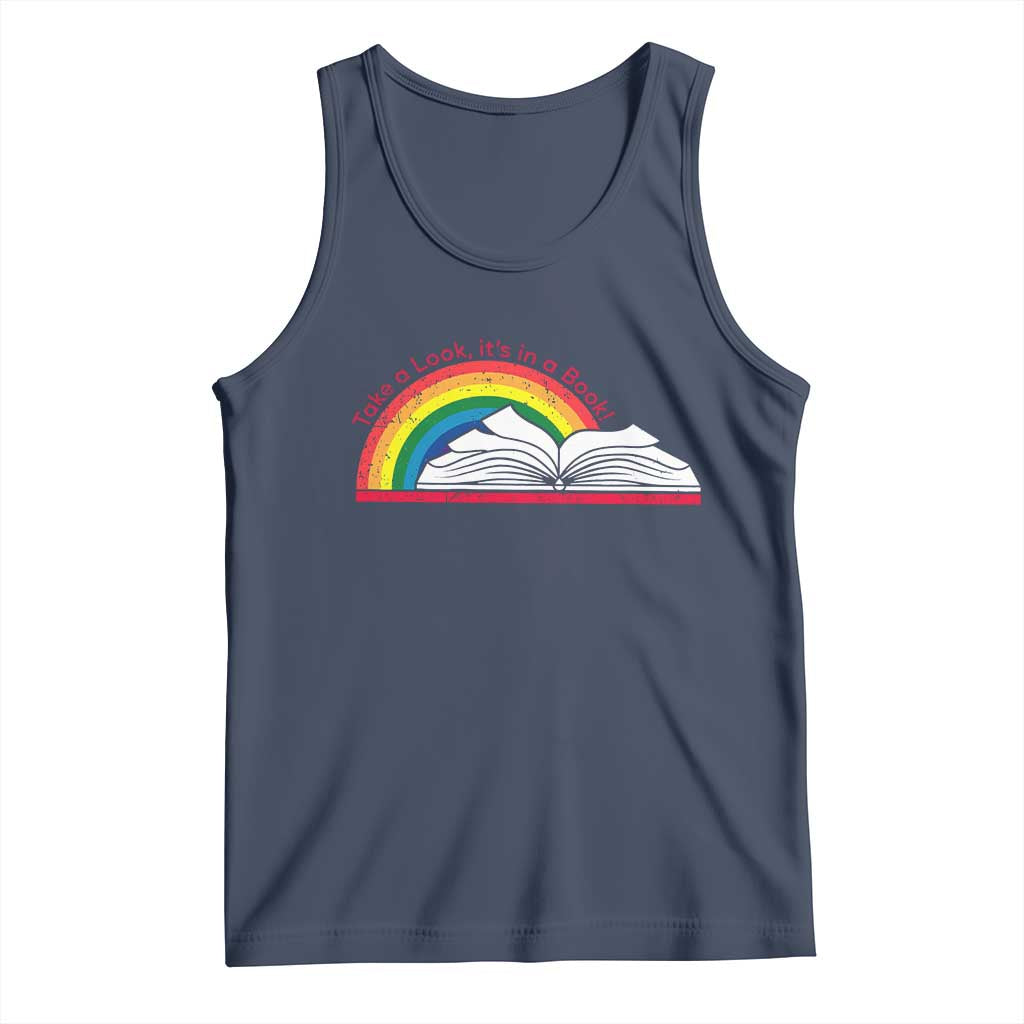 Take A Look It's In A Book Tank Top Reader Lover Librarian Rainbow