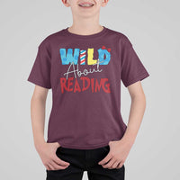 Funny Wild About Reading T Shirt For Kid Reader Lover Librarian