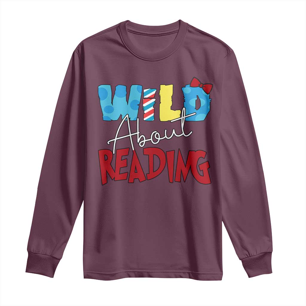 Funny Wild About Reading Long Sleeve Shirt Reader Lover Librarian