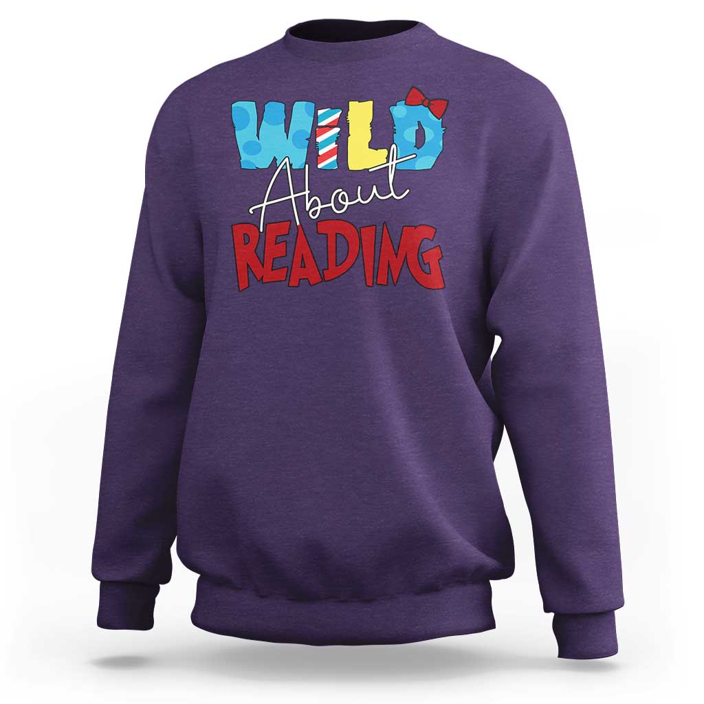 Funny Wild About Reading Sweatshirt Reader Lover Librarian