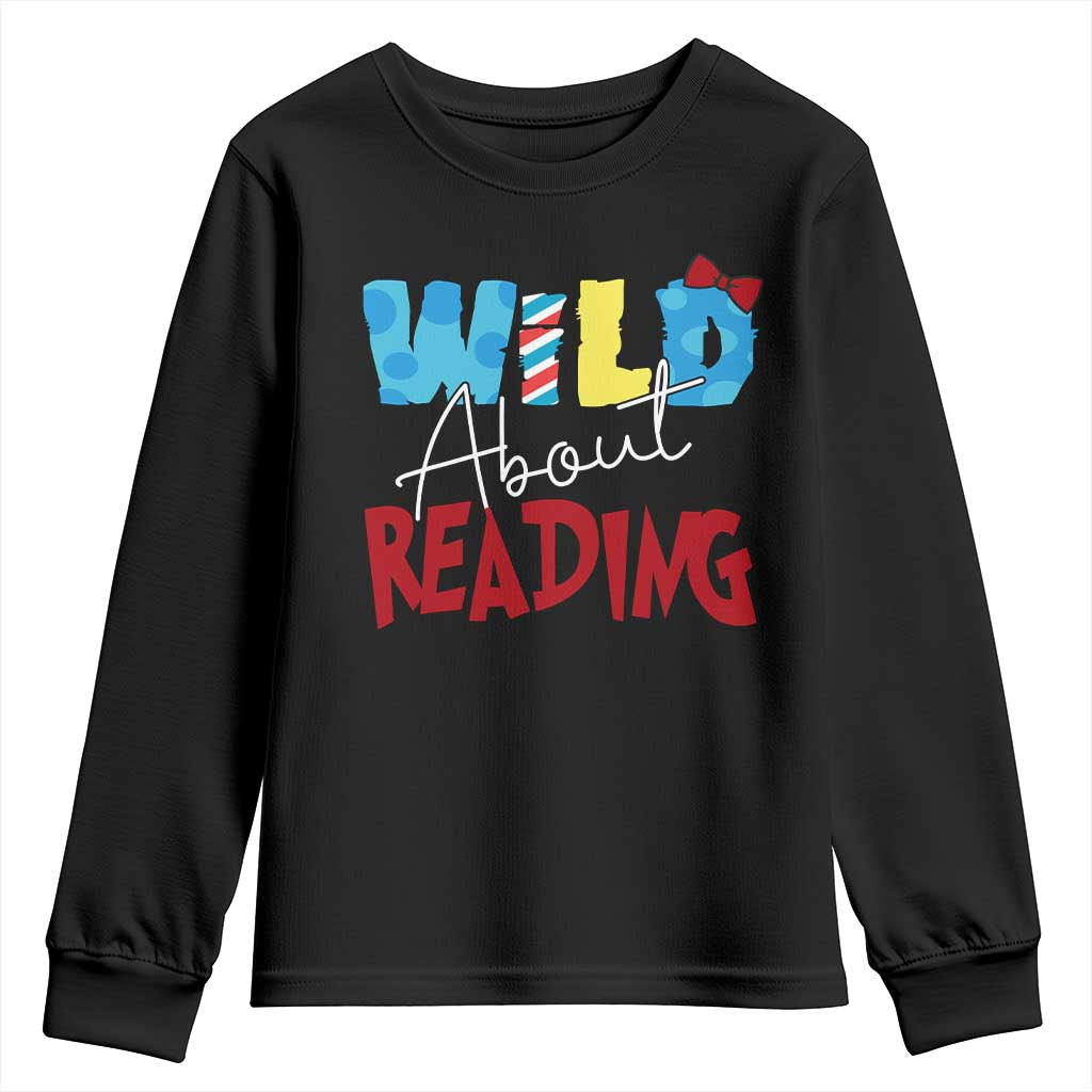 Funny Wild About Reading Youth Sweatshirt Reader Lover Librarian