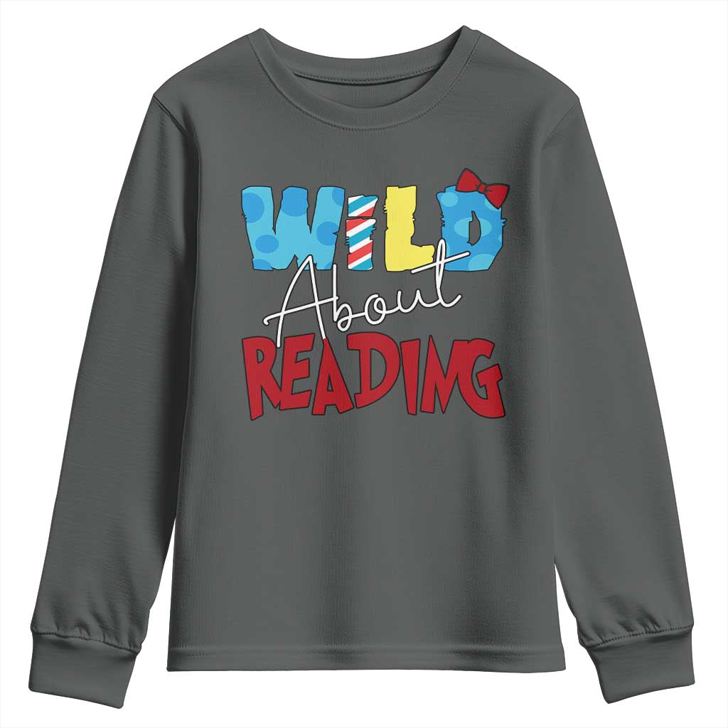 Funny Wild About Reading Youth Sweatshirt Reader Lover Librarian