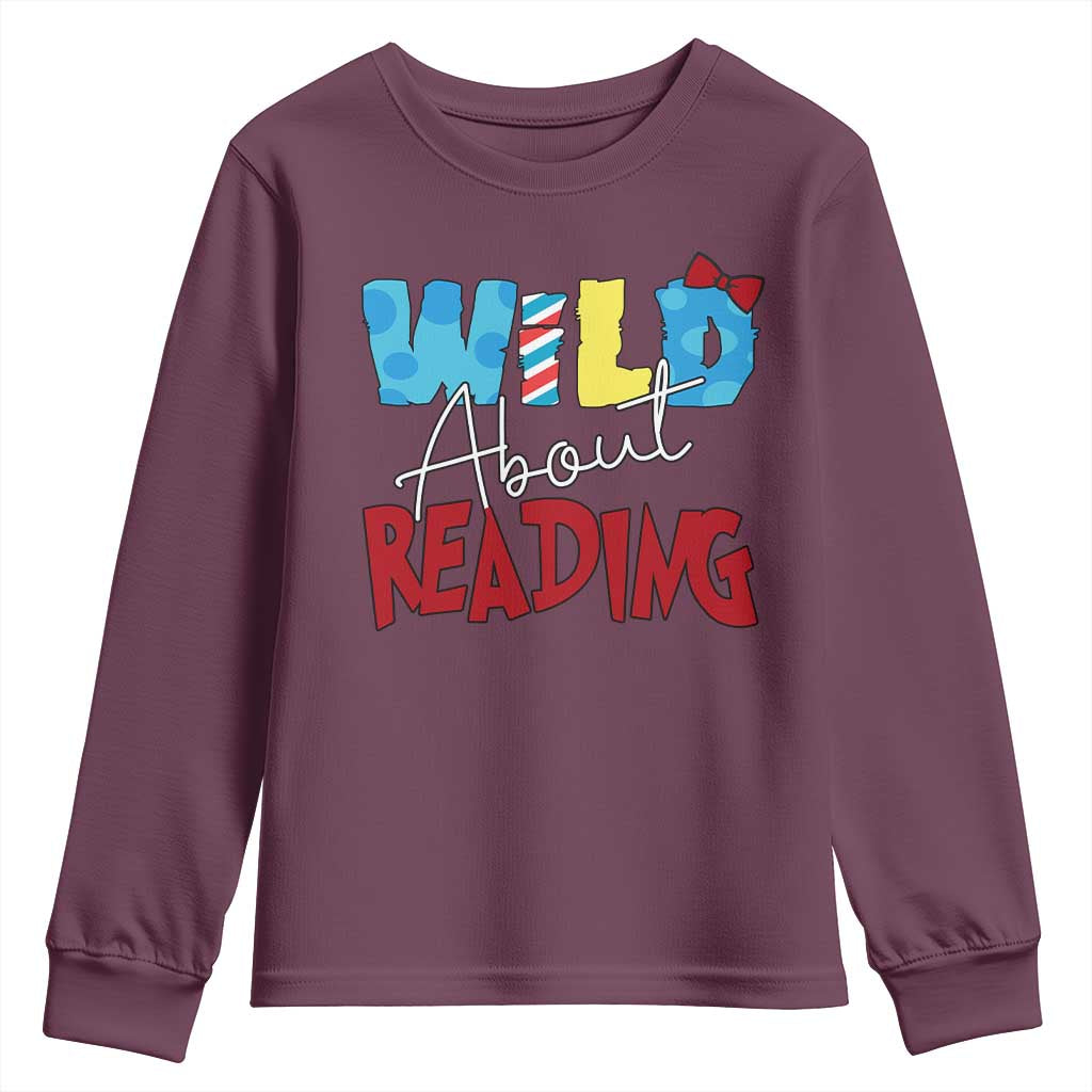 Funny Wild About Reading Youth Sweatshirt Reader Lover Librarian