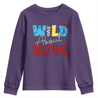 Funny Wild About Reading Youth Sweatshirt Reader Lover Librarian