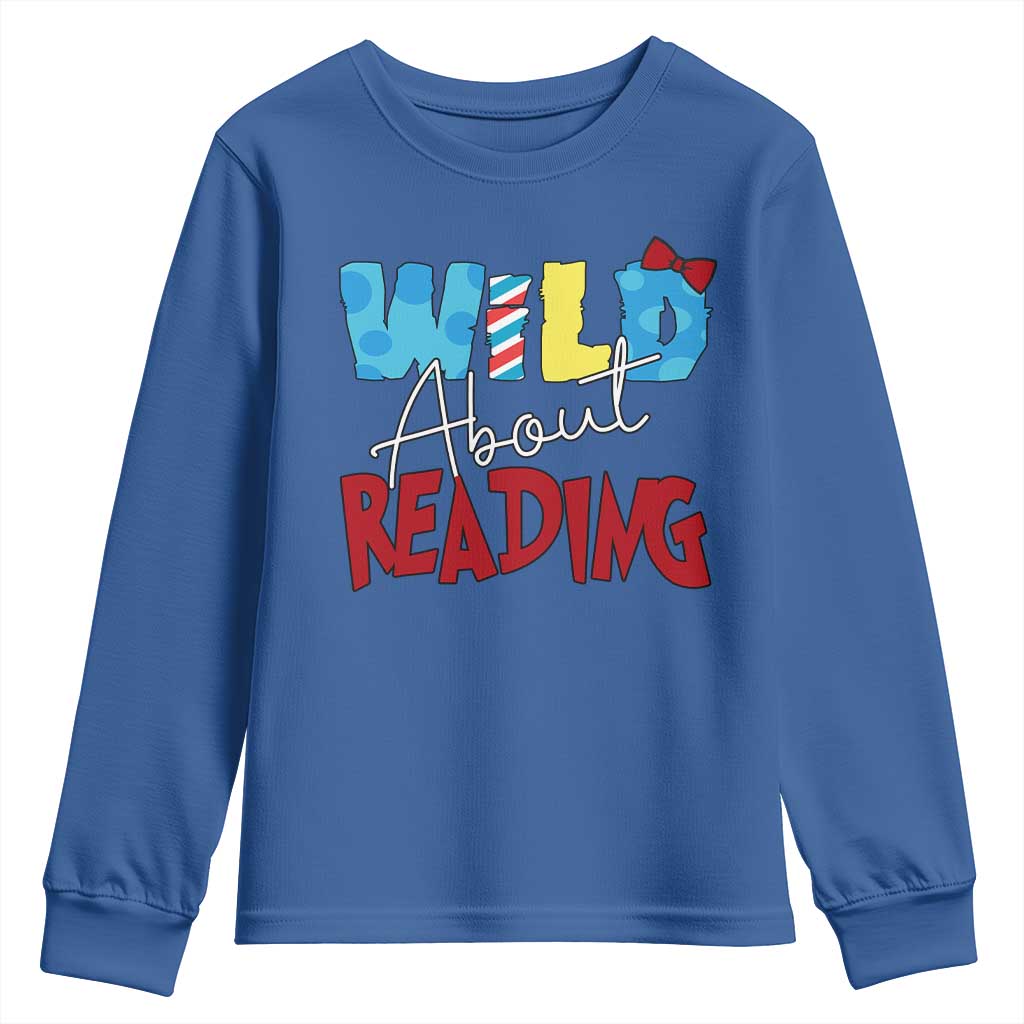 Funny Wild About Reading Youth Sweatshirt Reader Lover Librarian