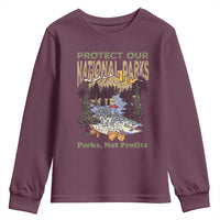 Protect Our National Parks Not Profits Youth Sweatshirt Keep Wild Nature Fish Forest