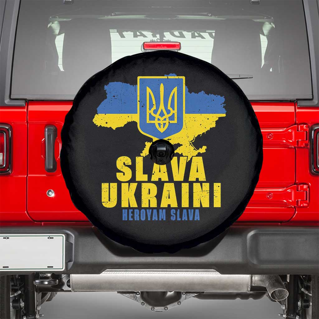 Slava Ukraini Heroyam Slava Spare Tire Cover Vintage Ukrainian Flag