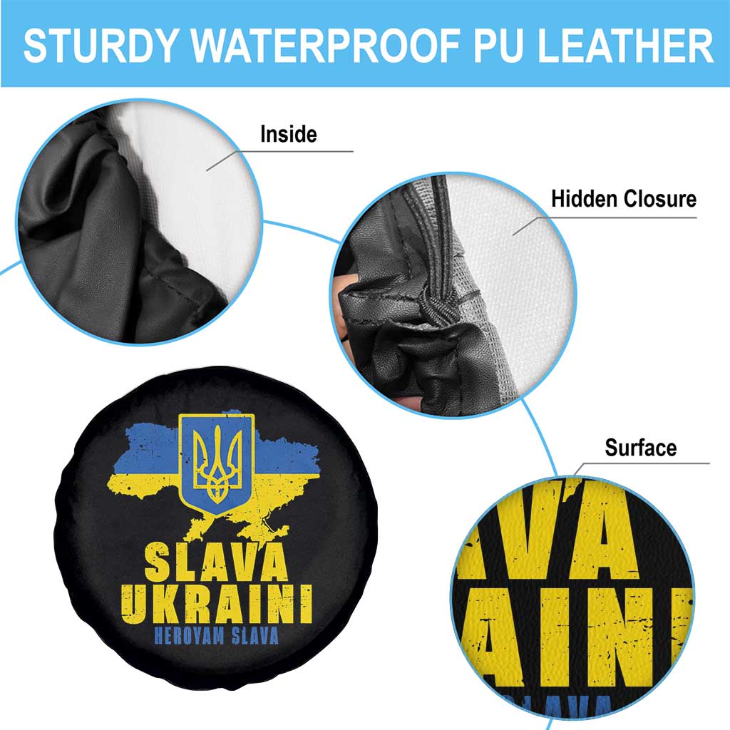 Slava Ukraini Heroyam Slava Spare Tire Cover Vintage Ukrainian Flag