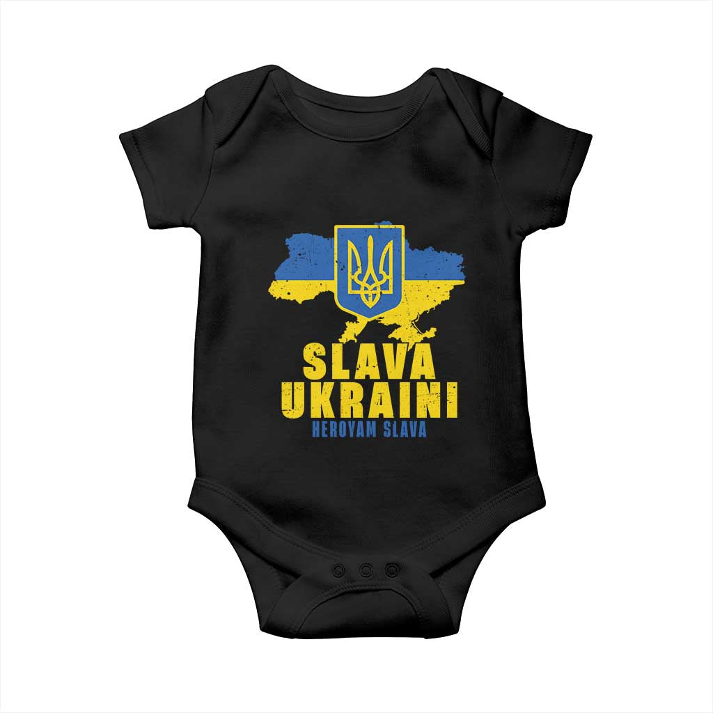 Slava Ukraini Heroyam Slava Baby Onesie Vintage Ukrainian Flag