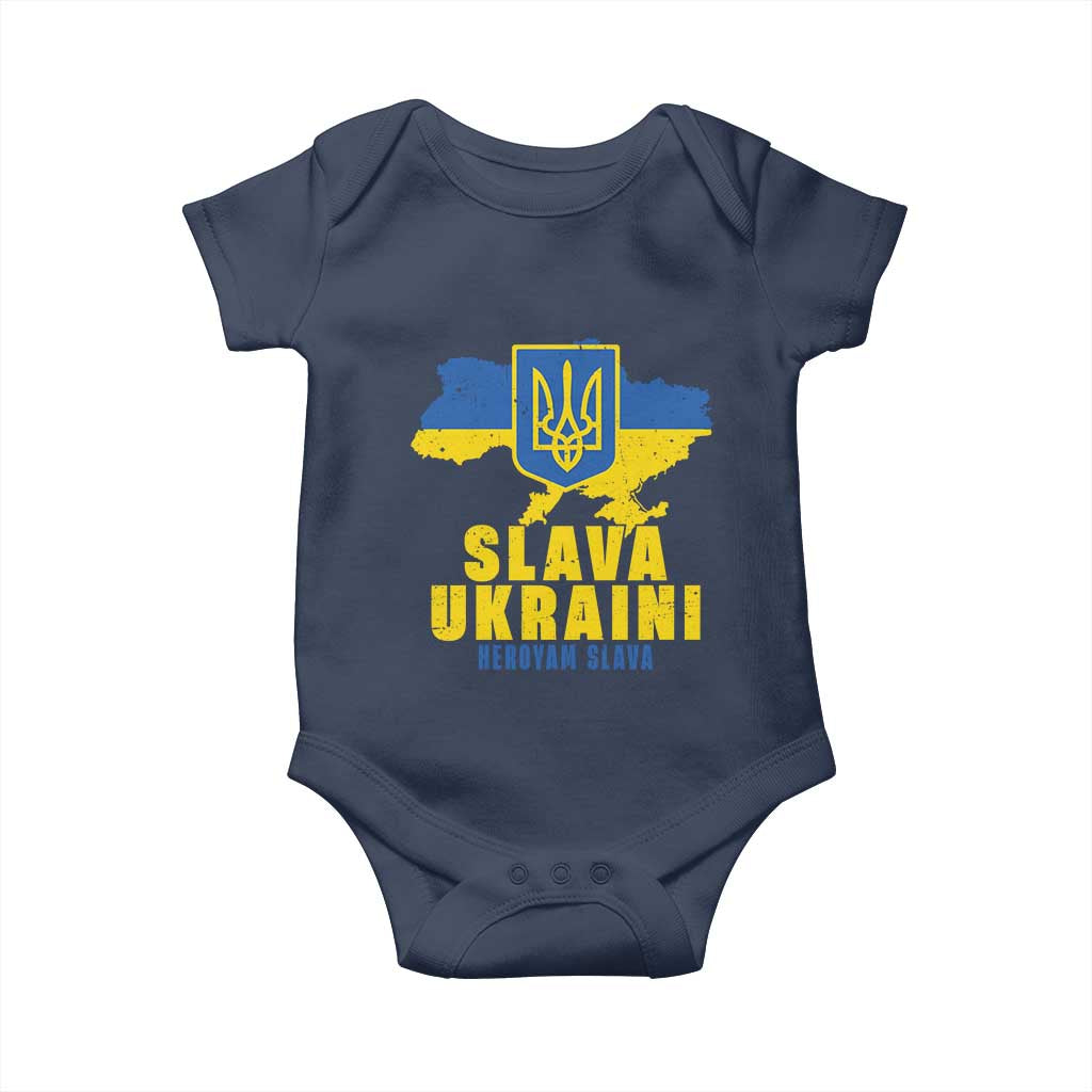 Slava Ukraini Heroyam Slava Baby Onesie Vintage Ukrainian Flag