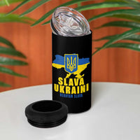 Slava Ukraini Heroyam Slava 4 in 1 Can Cooler Tumbler Vintage Ukrainian Flag