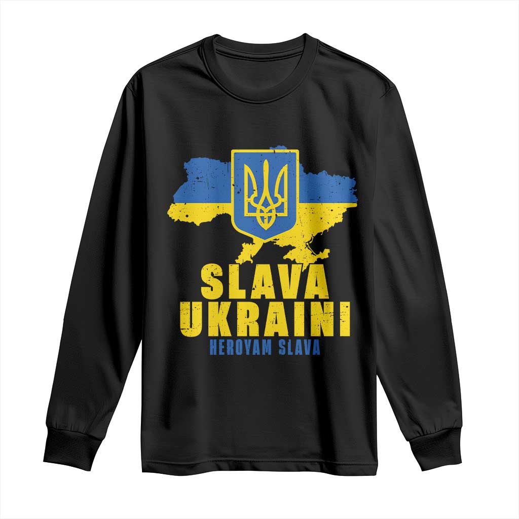 Slava Ukraini Heroyam Slava Long Sleeve Shirt Vintage Ukrainian Flag
