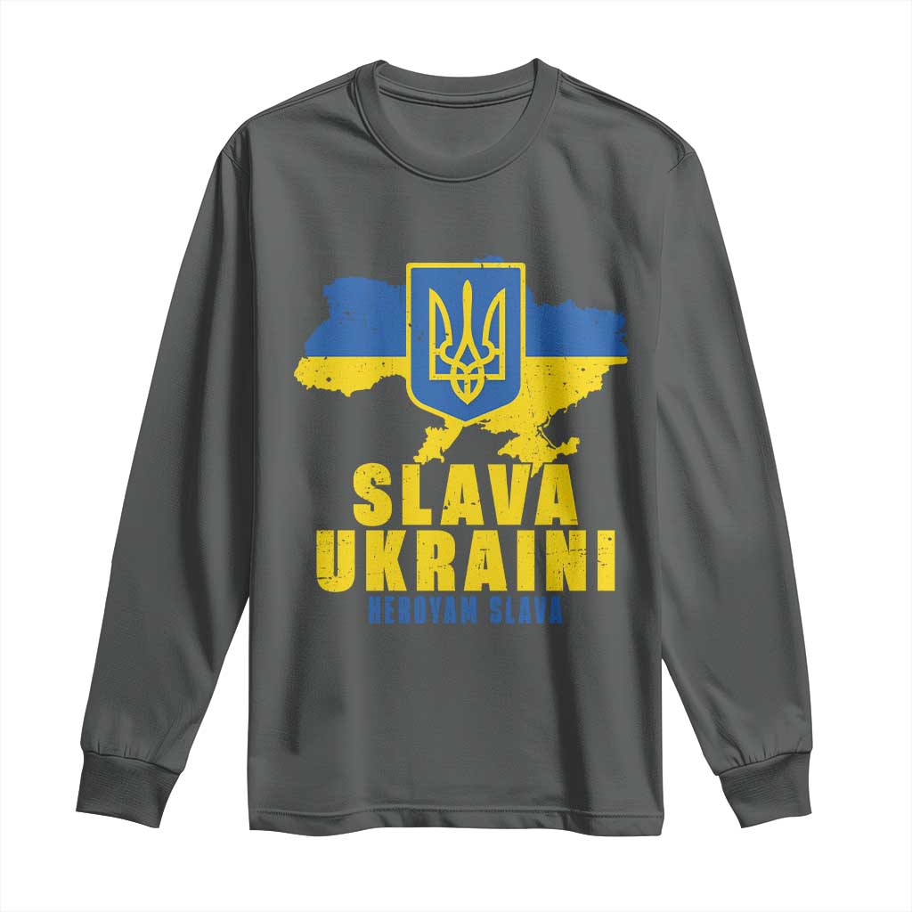 Slava Ukraini Heroyam Slava Long Sleeve Shirt Vintage Ukrainian Flag