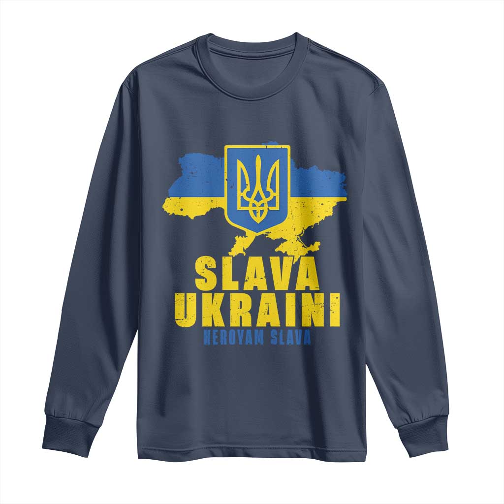 Slava Ukraini Heroyam Slava Long Sleeve Shirt Vintage Ukrainian Flag