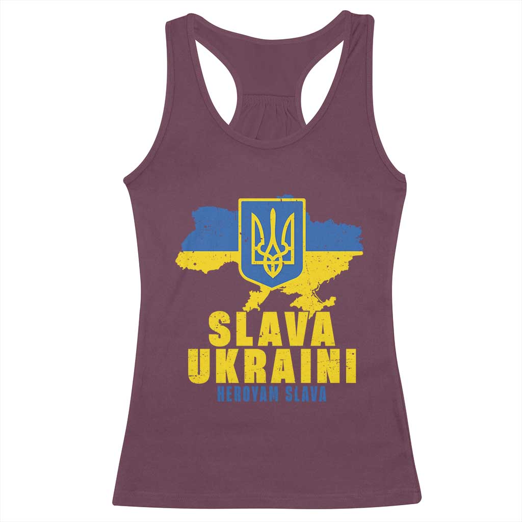 Slava Ukraini Heroyam Slava Racerback Tank Top Vintage Ukrainian Flag