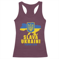 Slava Ukraini Heroyam Slava Racerback Tank Top Vintage Ukrainian Flag