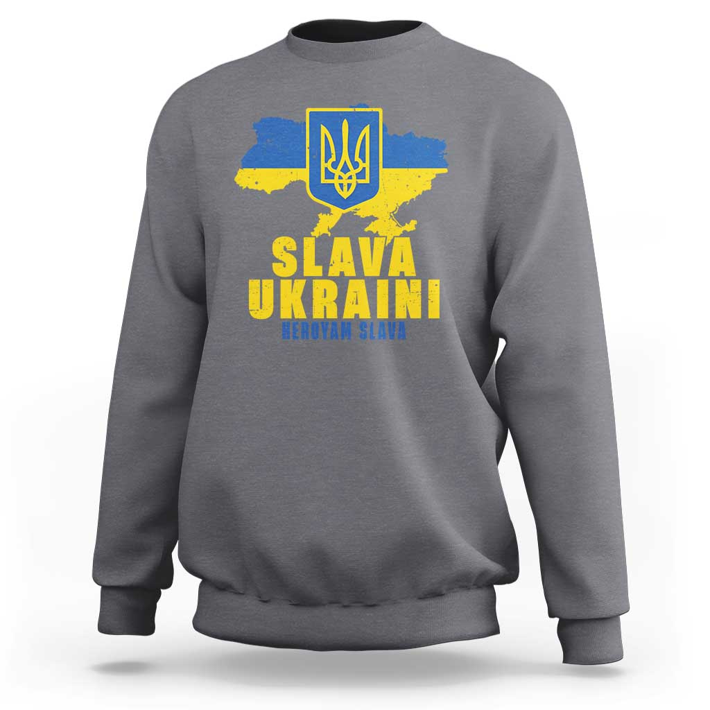Slava Ukraini Heroyam Slava Sweatshirt Vintage Ukrainian Flag