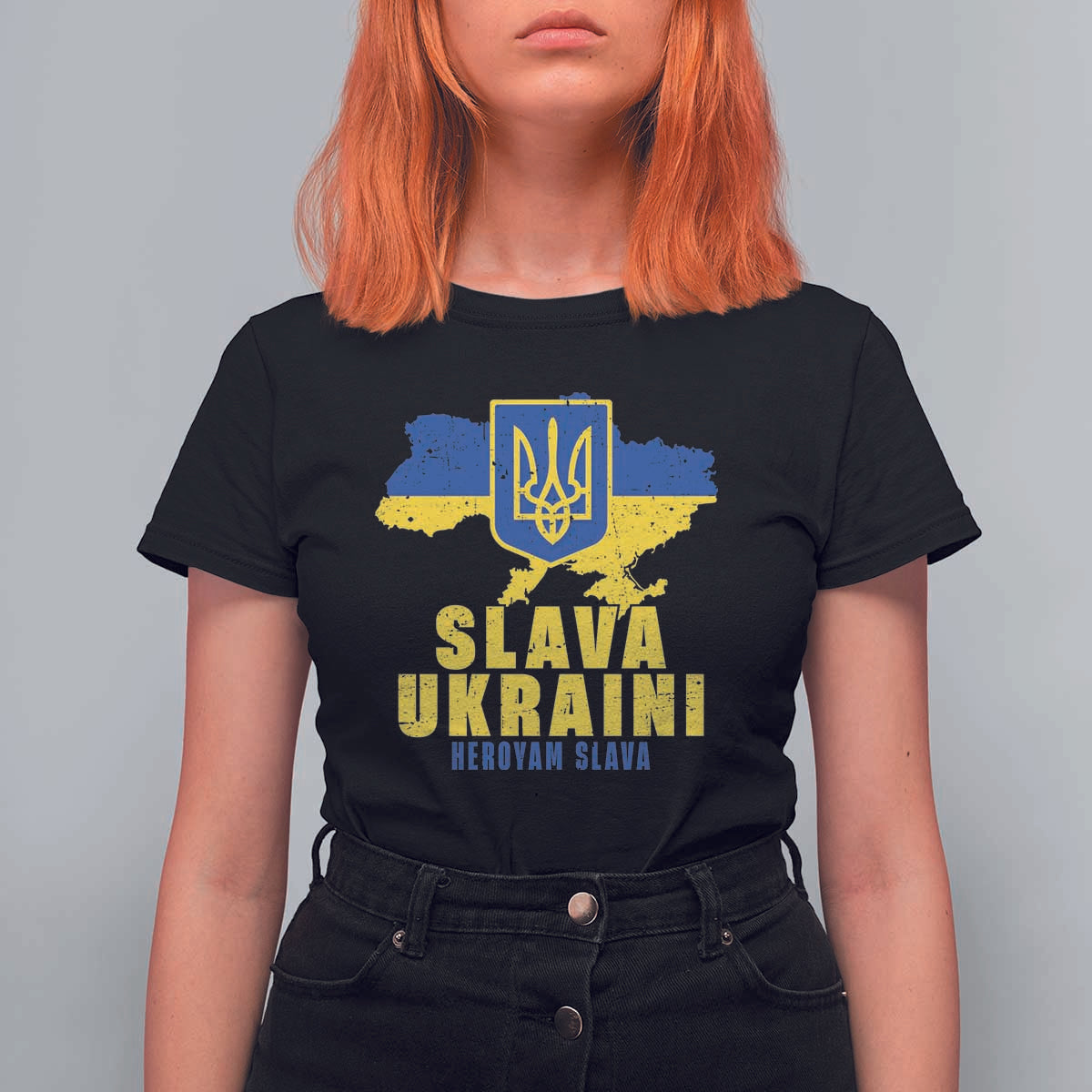 Slava Ukraini Heroyam Slava T Shirt For Women Vintage Ukrainian Flag