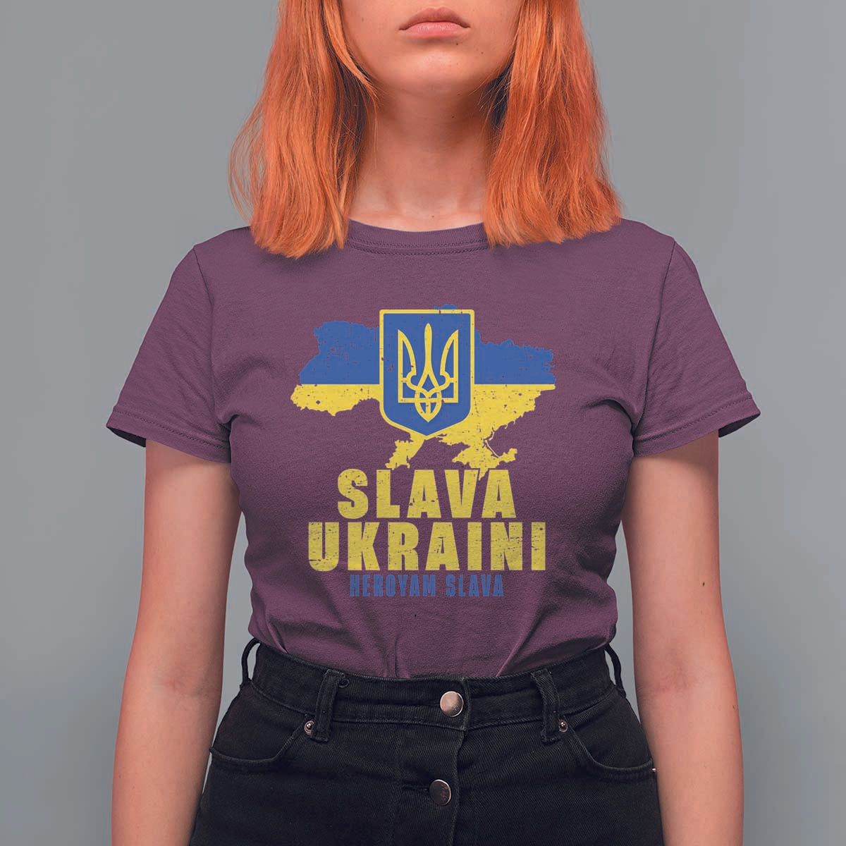 Slava Ukraini Heroyam Slava T Shirt For Women Vintage Ukrainian Flag