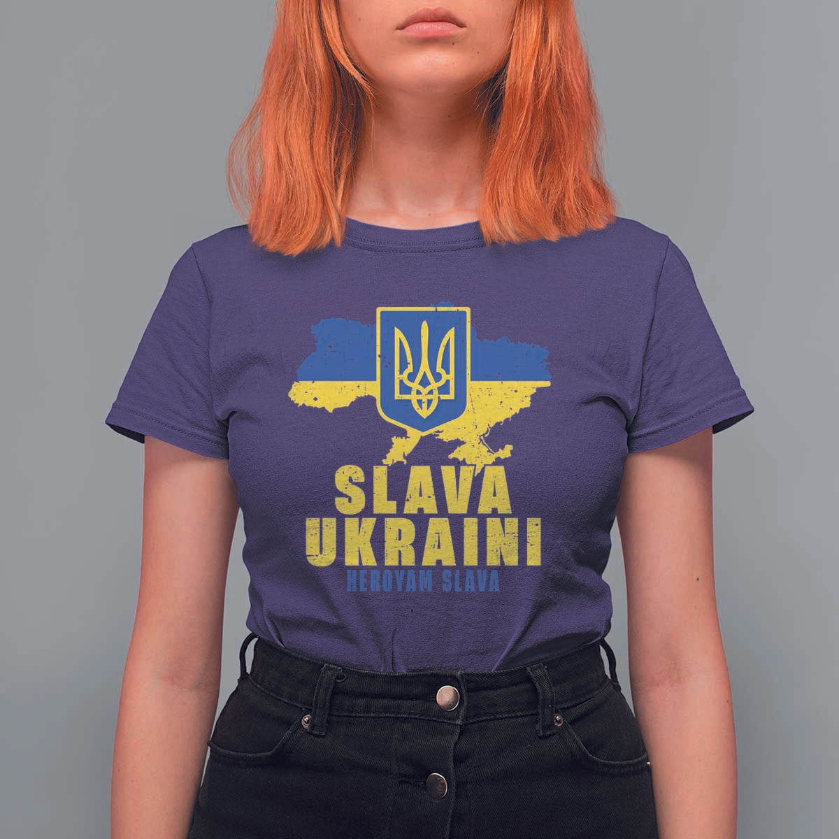Slava Ukraini Heroyam Slava T Shirt For Women Vintage Ukrainian Flag