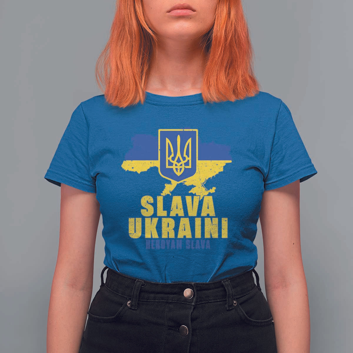 Slava Ukraini Heroyam Slava T Shirt For Women Vintage Ukrainian Flag