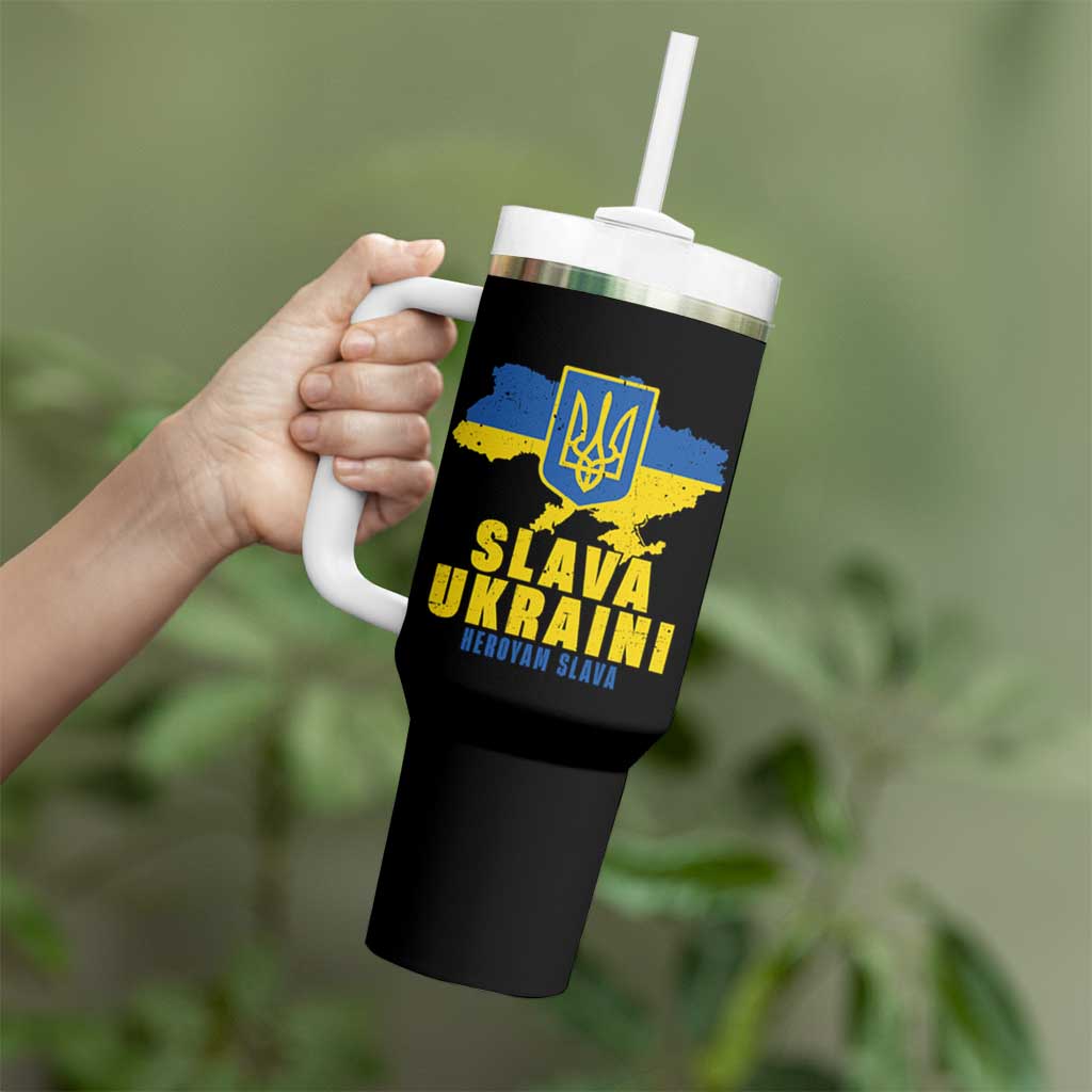 Slava Ukraini Heroyam Slava Tumbler With Handle Vintage Ukrainian Flag