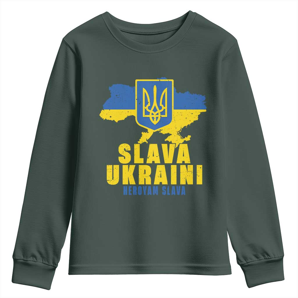 Slava Ukraini Heroyam Slava Youth Sweatshirt Vintage Ukrainian Flag