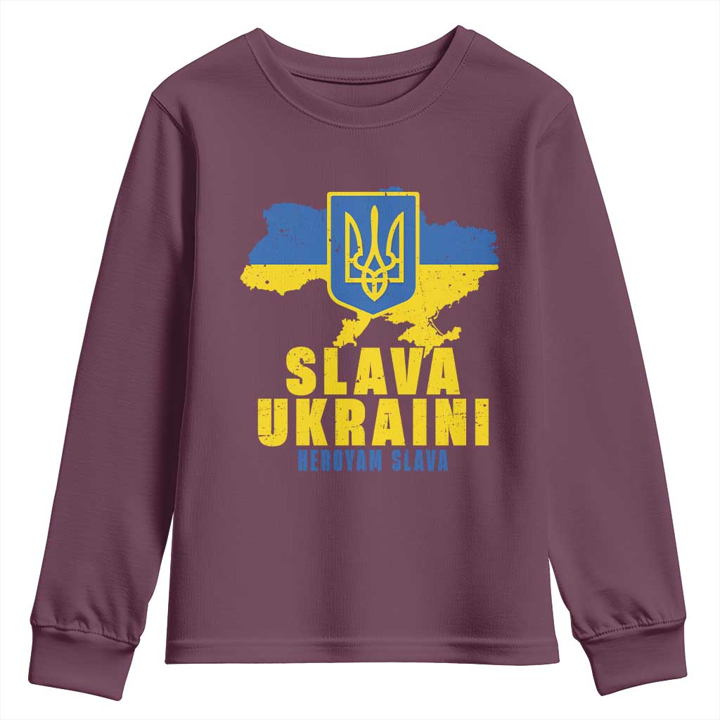 Slava Ukraini Heroyam Slava Youth Sweatshirt Vintage Ukrainian Flag