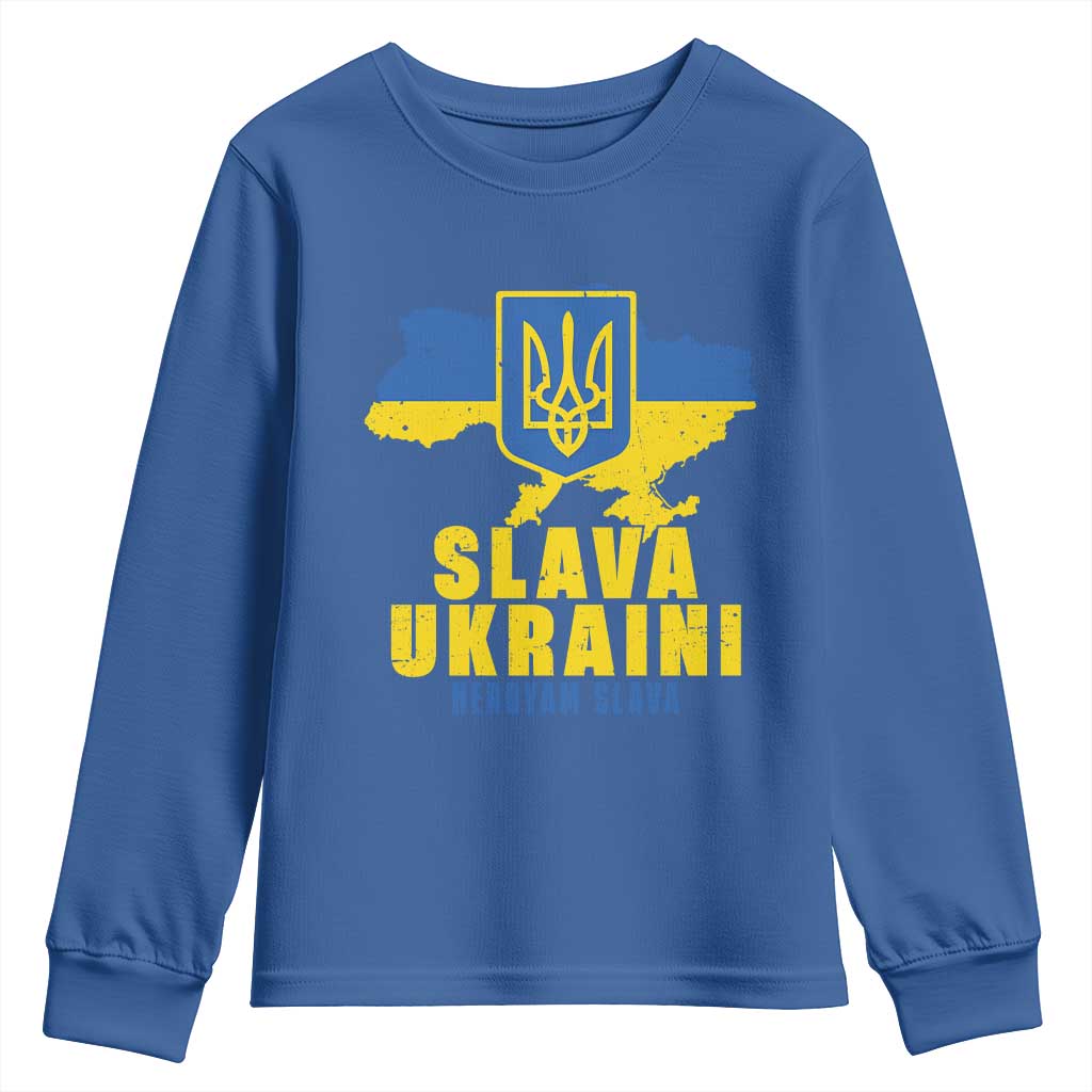 Slava Ukraini Heroyam Slava Youth Sweatshirt Vintage Ukrainian Flag