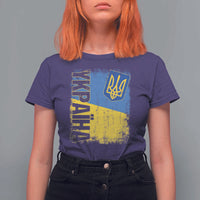 Ukraine Pride Ykpaiha T Shirt For Women Vintage Ukrainian Flag