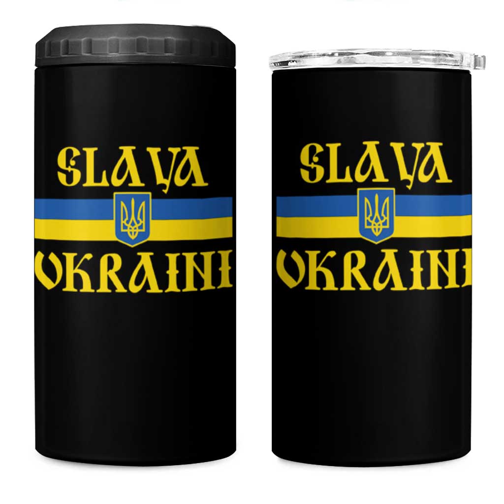 Ukraine Pride Slava Ukraini 4 in 1 Can Cooler Tumbler Vintage Ukrainian Flag