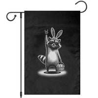 Retro Easter Raccoon Bunny Rock Hand Trash Panda Garden Flag