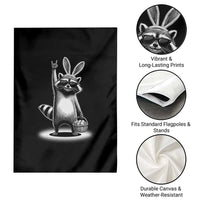 Retro Easter Raccoon Bunny Rock Hand Trash Panda Garden Flag