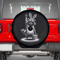 Retro Easter Raccoon Bunny Rock Hand Trash Panda Spare Tire Cover