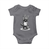 Retro Easter Raccoon Bunny Rock Hand Trash Panda Baby Onesie