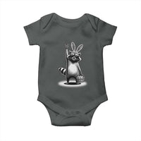 Retro Easter Raccoon Bunny Rock Hand Trash Panda Baby Onesie