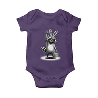 Retro Easter Raccoon Bunny Rock Hand Trash Panda Baby Onesie