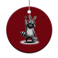 Retro Easter Raccoon Bunny Rock Hand Trash Panda Ceramic Ornament