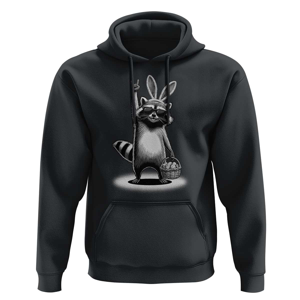 Retro Easter Raccoon Bunny Rock Hand Trash Panda Hoodie