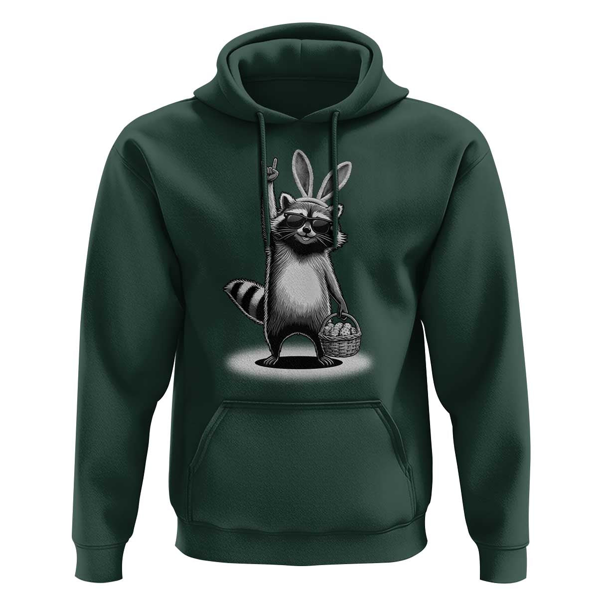 Retro Easter Raccoon Bunny Rock Hand Trash Panda Hoodie