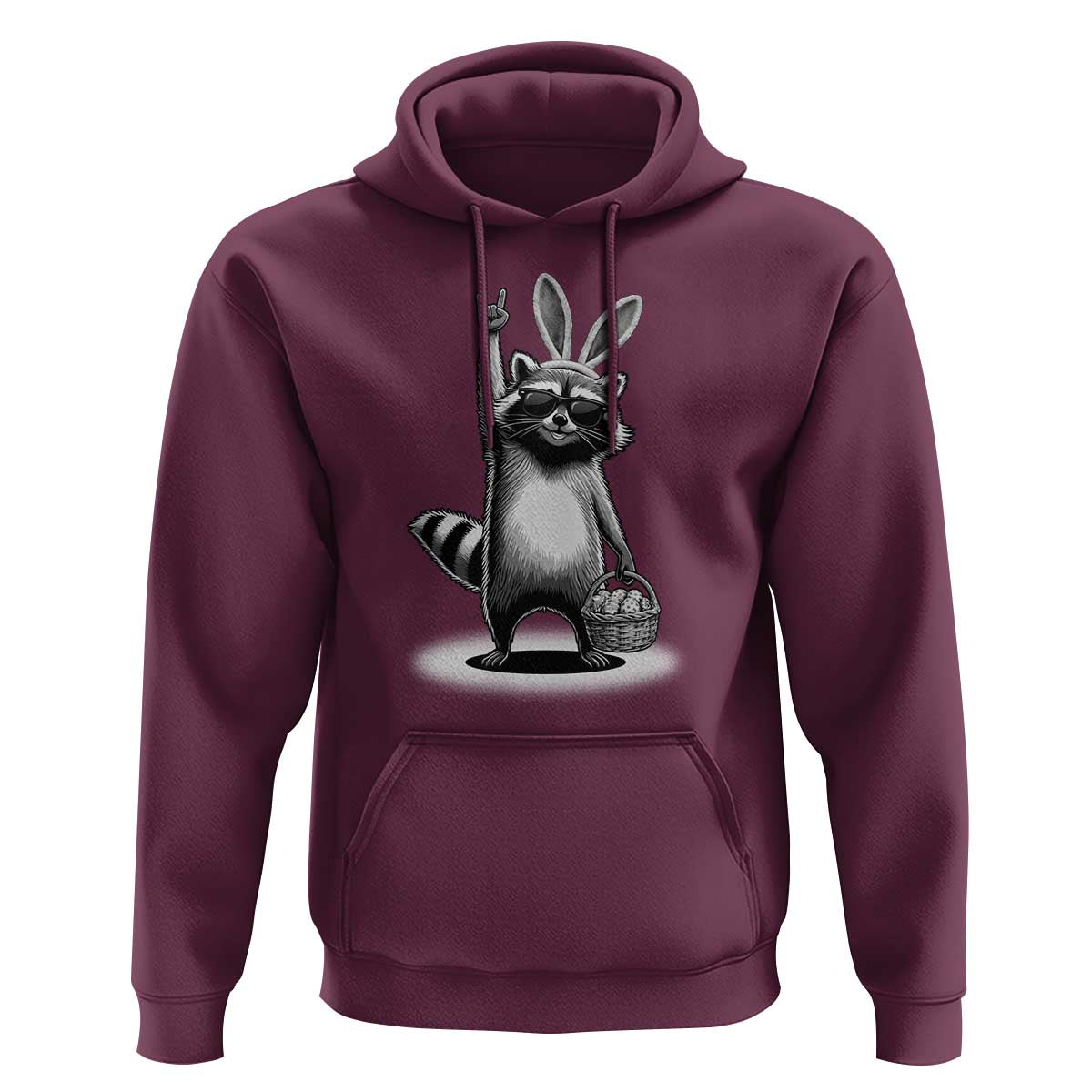 Retro Easter Raccoon Bunny Rock Hand Trash Panda Hoodie