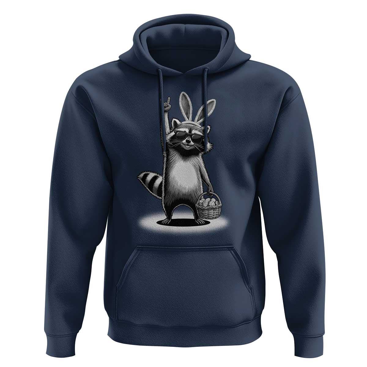 Retro Easter Raccoon Bunny Rock Hand Trash Panda Hoodie